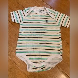 U.S. POLO ASSN. Baby Onesie White Yellow Green Blue Black Striped 6-9mos